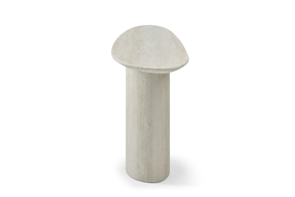 71" Beige Genuine Marble Oval Pedestal Console Table HomeRoots