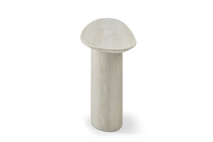 71" Beige Genuine Marble Oval Pedestal Console Table HomeRoots