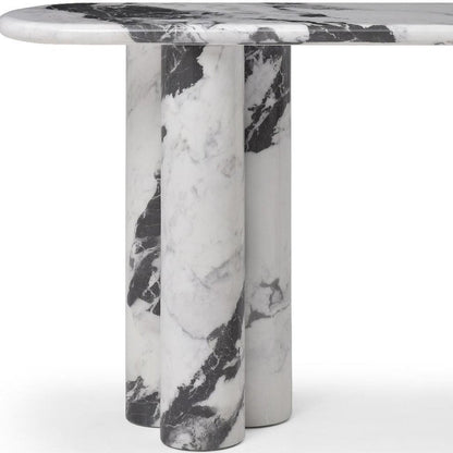 60" Black and White Genuine Marble Double Pedestal Console Table HomeRoots