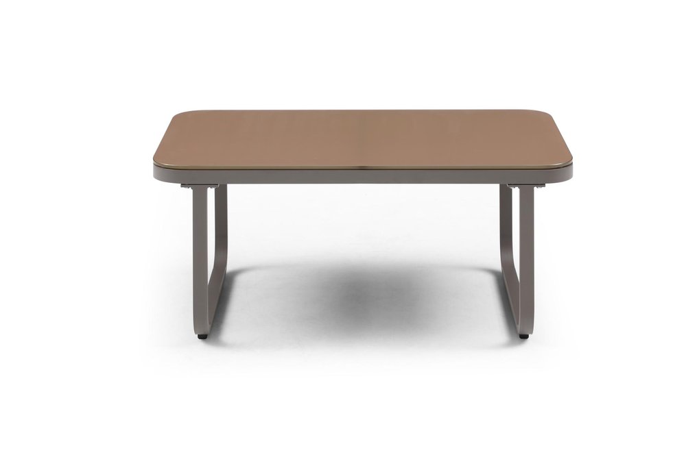 Four Piece Gray and Taupe Metal Upholstered Cushions Sofa Seating Group With Table — view 5