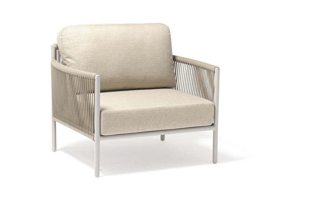 Four Piece Light Gray and Taupe Metal Upholstered Cushions Sofa Seating Group With Table — view 5