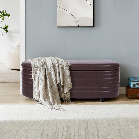 Multi-functional storage PU material sofa stool. - FurniFindUSA