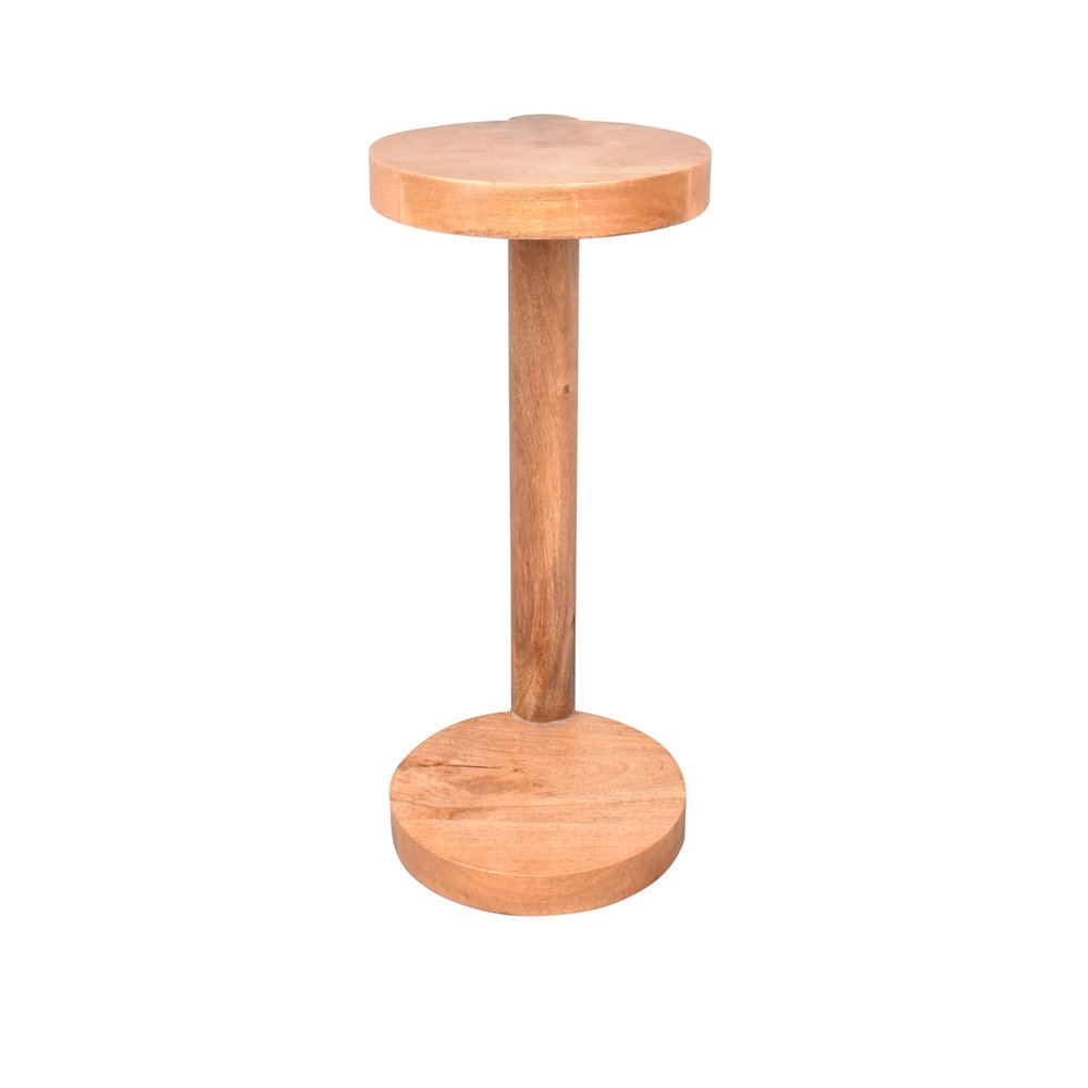 24" Natural Distressed Solid Wood Round End Table