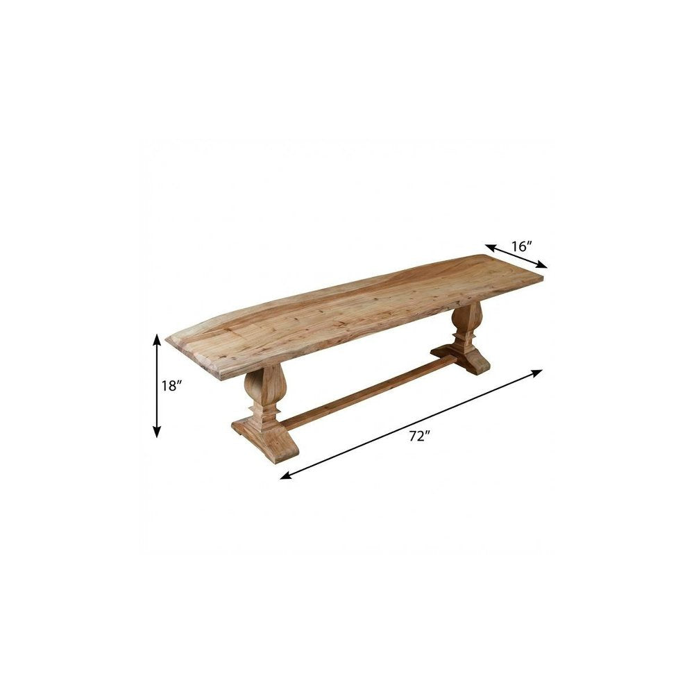 72" Natural Solid Wood Distressed Dining Bench — view 6