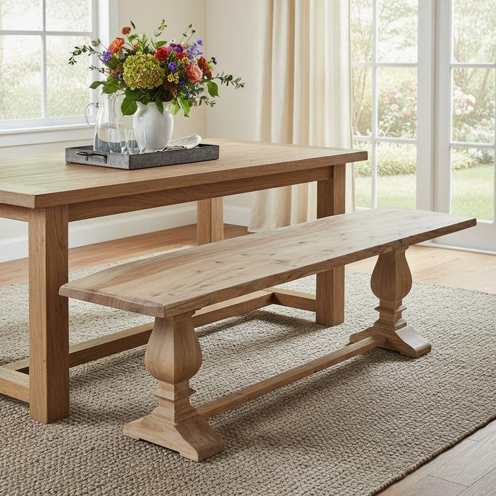 72" Natural Solid Wood Distressed Dining Bench — view 4