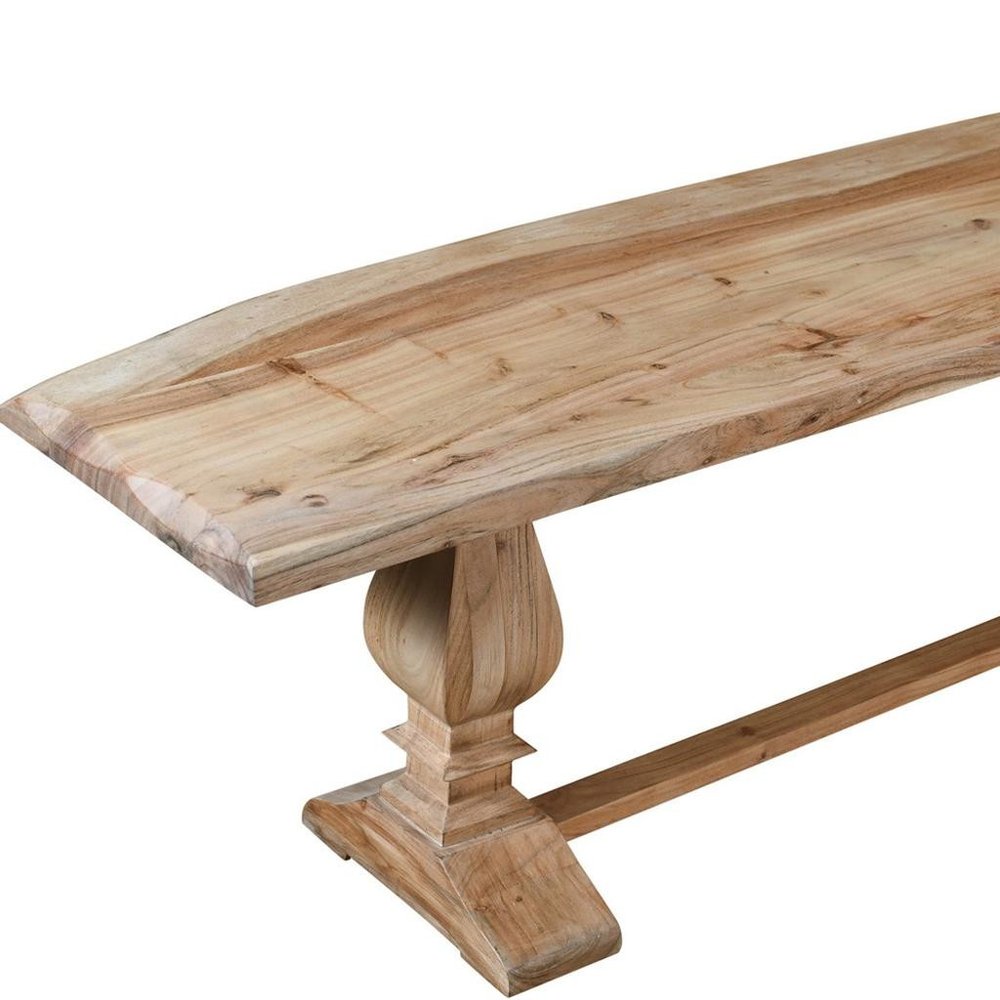 72" Natural Solid Wood Distressed Dining Bench — view 5