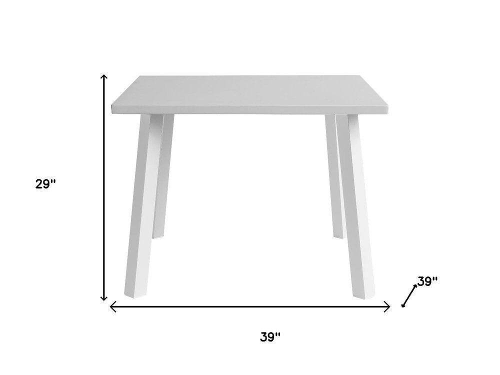 39" White Aluminum Square Outdoor Dining Table HomeRoots