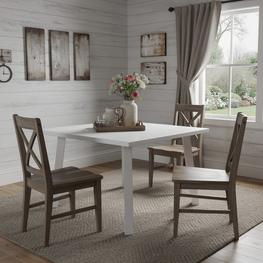 39" White Aluminum Square Outdoor Dining Table HomeRoots
