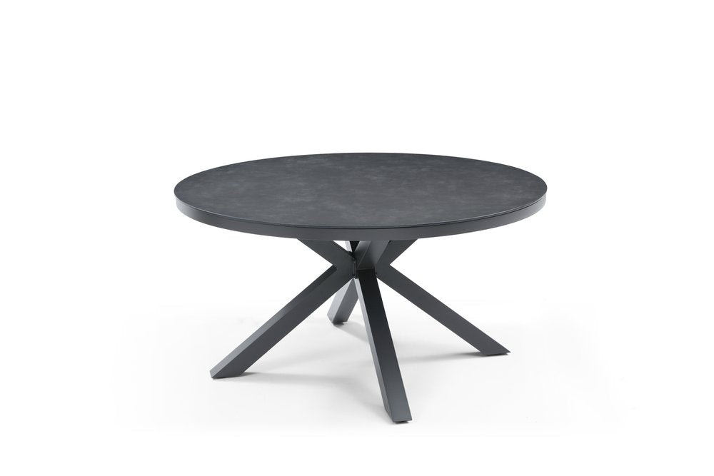 55" Dark Gray Ceramic Glass and Aluminum Round Outdoor Dining Table HomeRoots