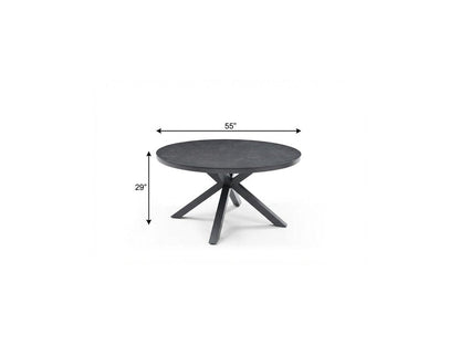 55" Dark Gray Ceramic Glass and Aluminum Round Outdoor Dining Table HomeRoots