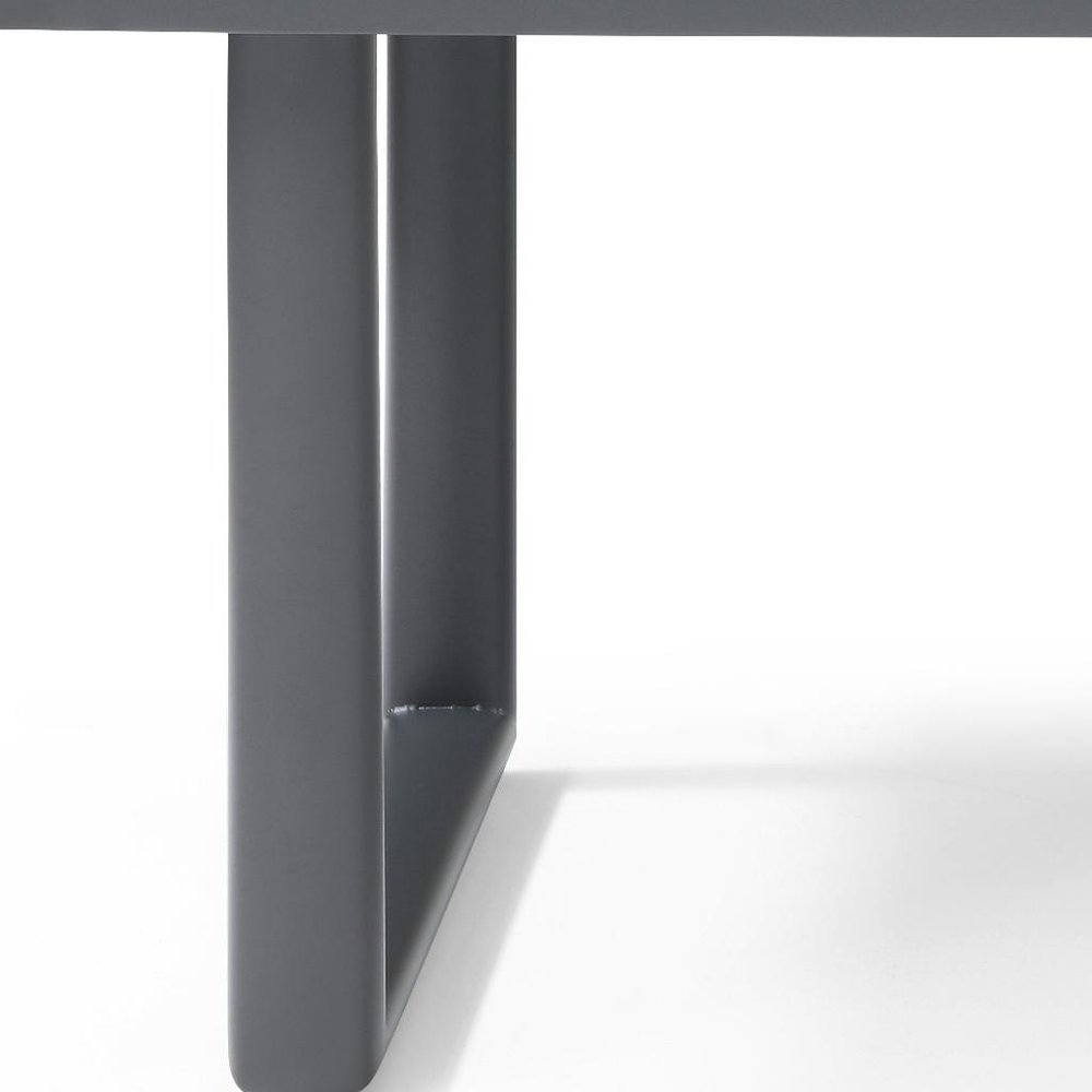 79" Dark Gray Ceramic Steel and Aluminum Outdoor Dining Table HomeRoots