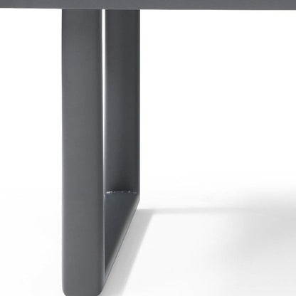 79" Dark Gray Ceramic Steel and Aluminum Outdoor Dining Table HomeRoots