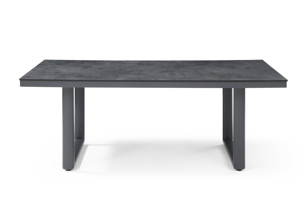 79" Dark Gray Ceramic Steel and Aluminum Outdoor Dining Table HomeRoots