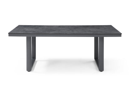 79" Dark Gray Ceramic Steel and Aluminum Outdoor Dining Table HomeRoots