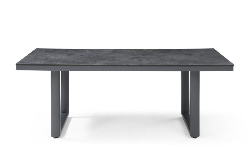 79" Dark Gray Ceramic Steel and Aluminum Outdoor Dining Table HomeRoots