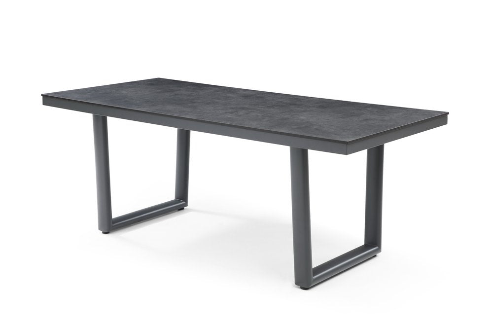 79" Dark Gray Ceramic Steel and Aluminum Outdoor Dining Table HomeRoots