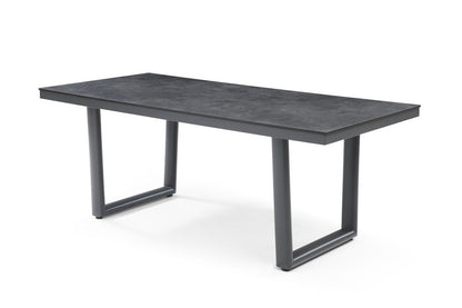 79" Dark Gray Ceramic Steel and Aluminum Outdoor Dining Table HomeRoots