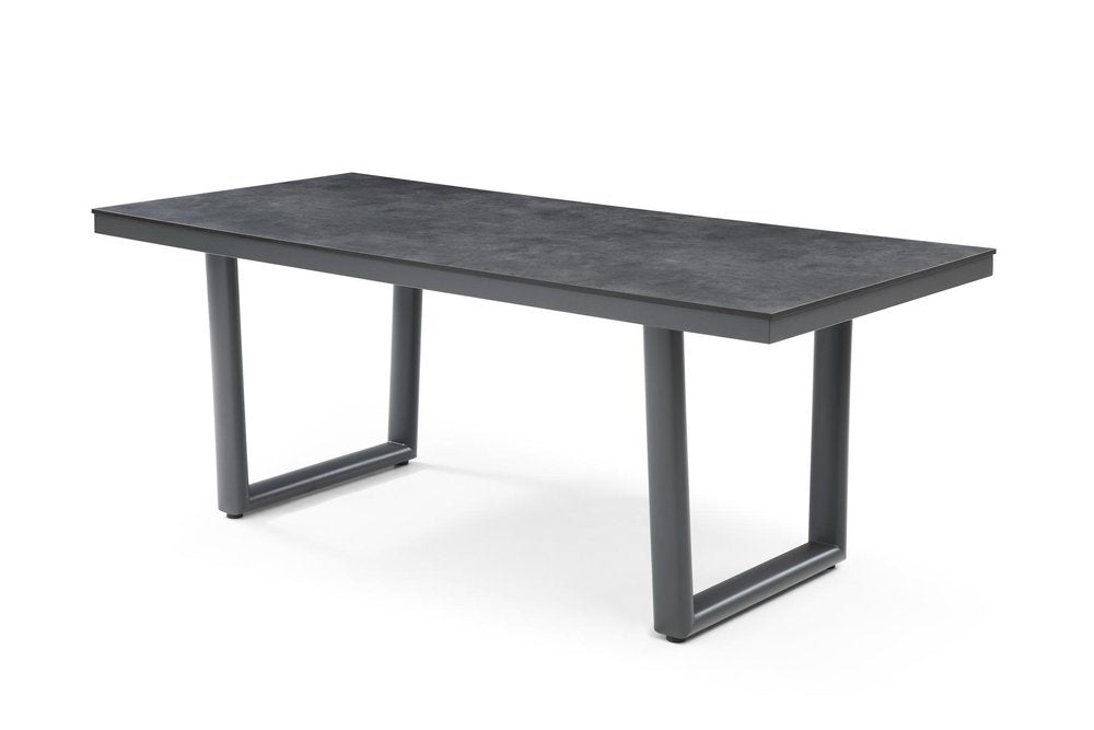 79" Dark Gray Ceramic Steel and Aluminum Outdoor Dining Table HomeRoots