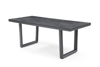 79" Dark Gray Ceramic Steel and Aluminum Outdoor Dining Table HomeRoots