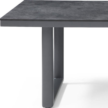 79" Dark Gray Ceramic Steel and Aluminum Outdoor Dining Table HomeRoots