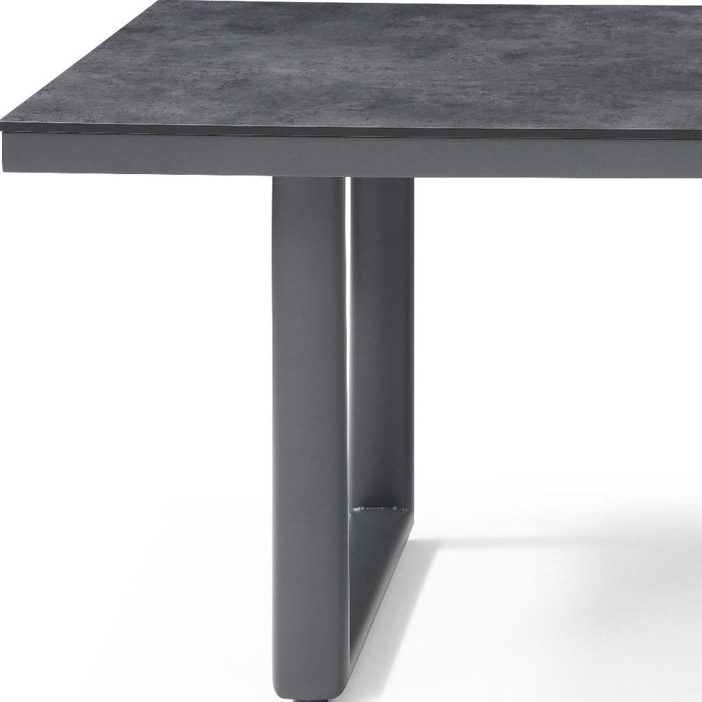 79" Dark Gray Ceramic Steel and Aluminum Outdoor Dining Table HomeRoots