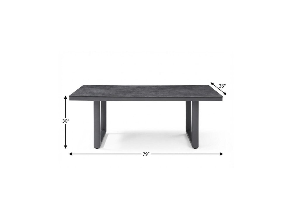 79" Dark Gray Ceramic Steel and Aluminum Outdoor Dining Table HomeRoots