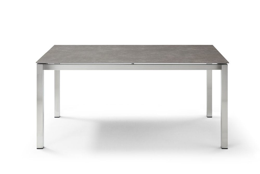 63" Dark Gray and Silver Ceramic Glass and Stainless Steel Outdoor Dining Table HomeRoots
