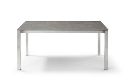 63" Dark Gray and Silver Ceramic Glass and Stainless Steel Outdoor Dining Table HomeRoots