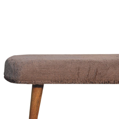 31" Brown Faux Fur And Solid Wood Upholstered Bench HomeRoots