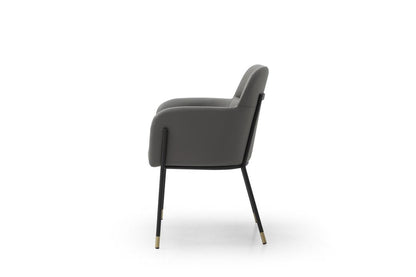Light Gray And Black Faux Leather And Steel Dining Arm Chair HomeRoots