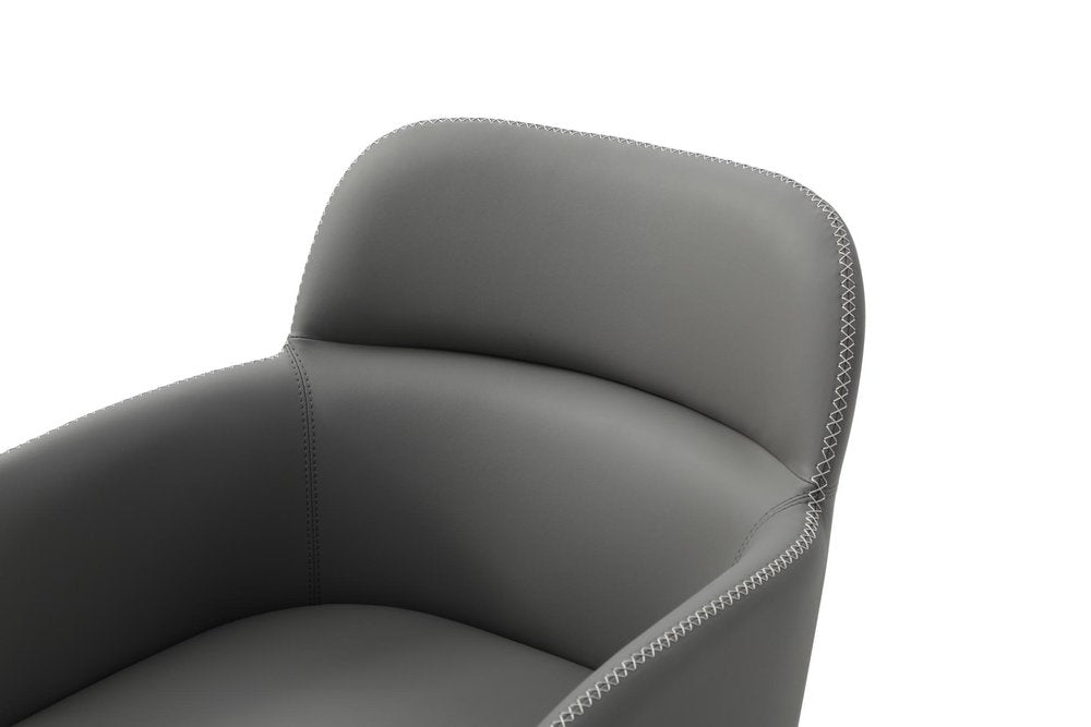 Light Gray And Black Faux Leather And Steel Dining Arm Chair HomeRoots