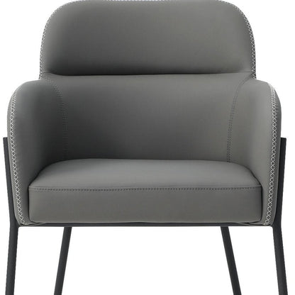 Light Gray And Black Faux Leather And Steel Dining Arm Chair HomeRoots