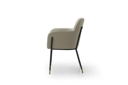 Light Gray And Black Faux Leather And Steel Dining Arm Chair HomeRoots