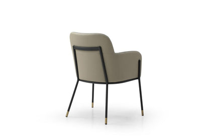 Light Gray And Black Faux Leather And Steel Dining Arm Chair HomeRoots