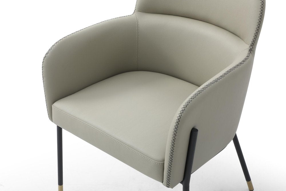 Light Gray And Black Faux Leather And Steel Dining Arm Chair — view 14