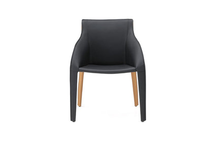 Black And Brown Faux Leather And Steel Dining Arm Chair HomeRoots