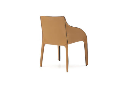 Black And Brown Faux Leather And Steel Dining Arm Chair HomeRoots