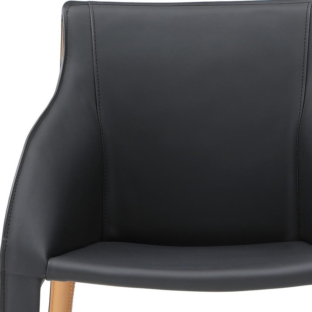 Black And Brown Faux Leather And Steel Dining Arm Chair HomeRoots