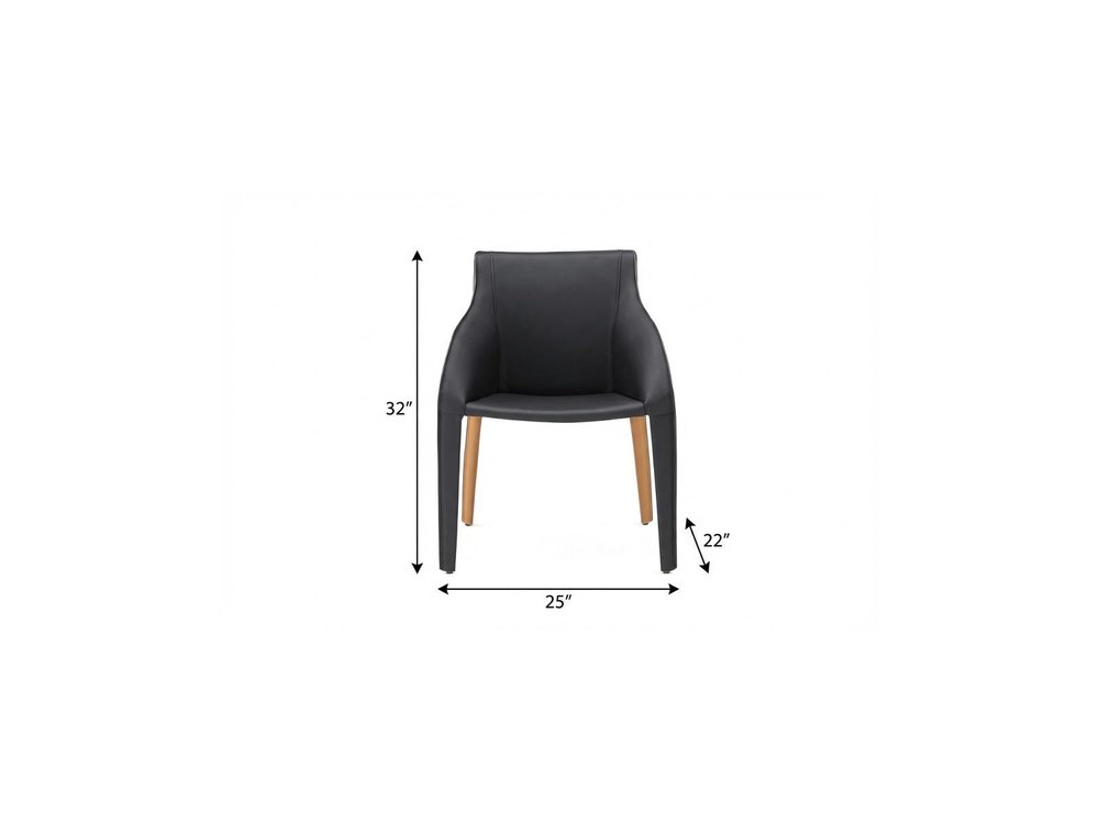 Black And Brown Faux Leather And Steel Dining Arm Chair HomeRoots