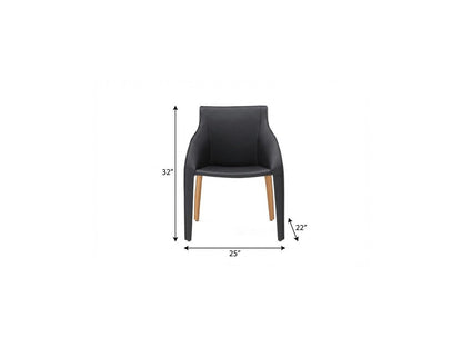 Black And Brown Faux Leather And Steel Dining Arm Chair HomeRoots