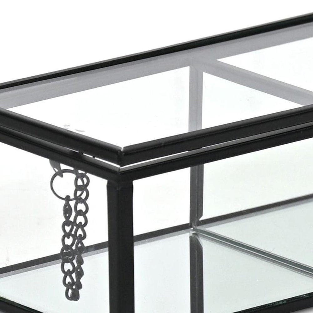 2" Black Glass Hand Painted Decorative Box HomeRoots