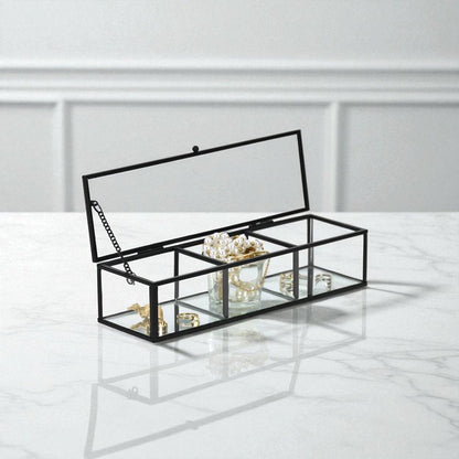 2" Black Glass Hand Painted Decorative Box HomeRoots