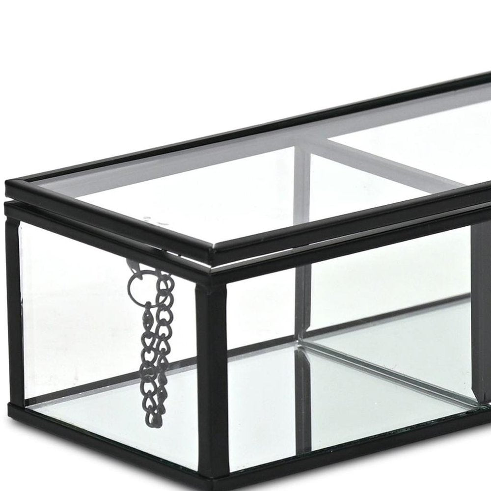 2" Black Glass Hand Painted Decorative Box HomeRoots