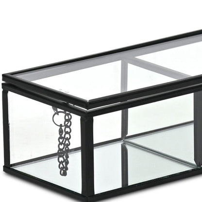 2" Black Glass Hand Painted Decorative Box HomeRoots