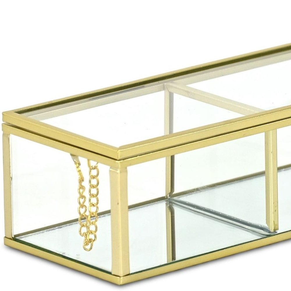 2" Gold Glass Hand Painted Decorative Box HomeRoots