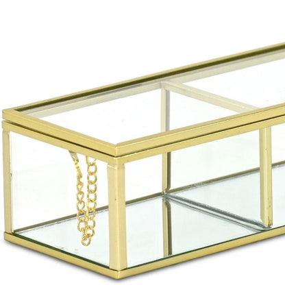2" Gold Glass Hand Painted Decorative Box HomeRoots