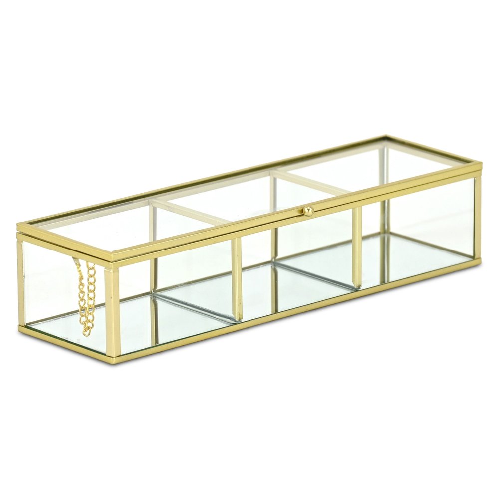 2" Gold Glass Hand Painted Decorative Box HomeRoots