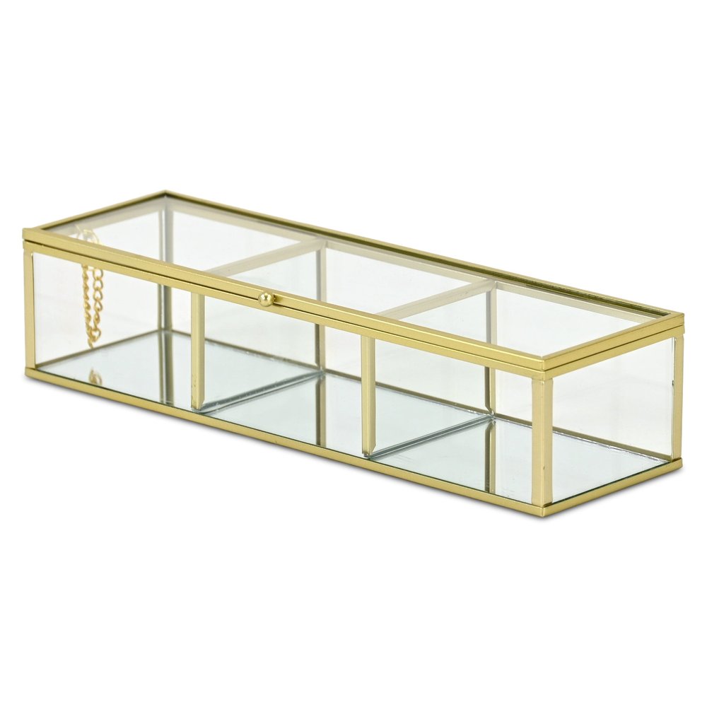 2" Gold Glass Hand Painted Decorative Box HomeRoots