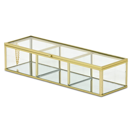 2" Gold Glass Hand Painted Decorative Box HomeRoots