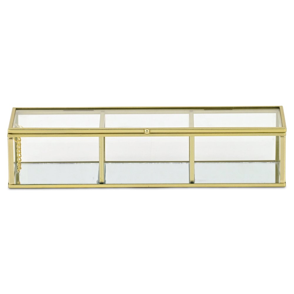 2" Gold Glass Hand Painted Decorative Box HomeRoots